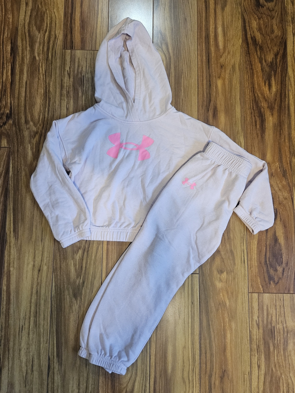 Under Armour Kids Pink Logo Hooded Matching Set